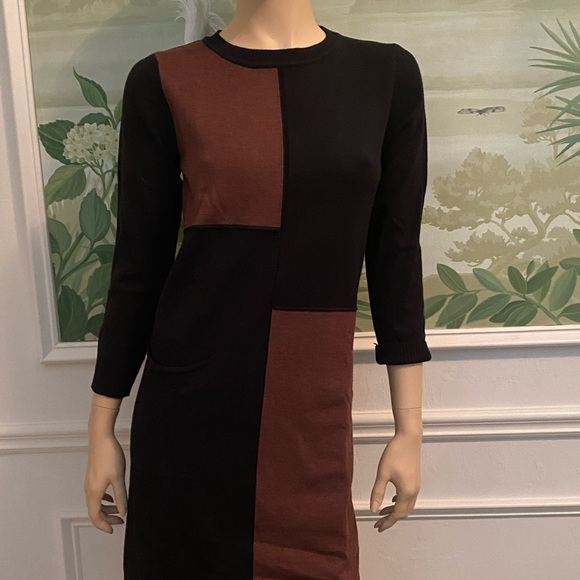 Black and brown color block knit dress. Expensive looking in person. Classy. - Picture 7 of 7